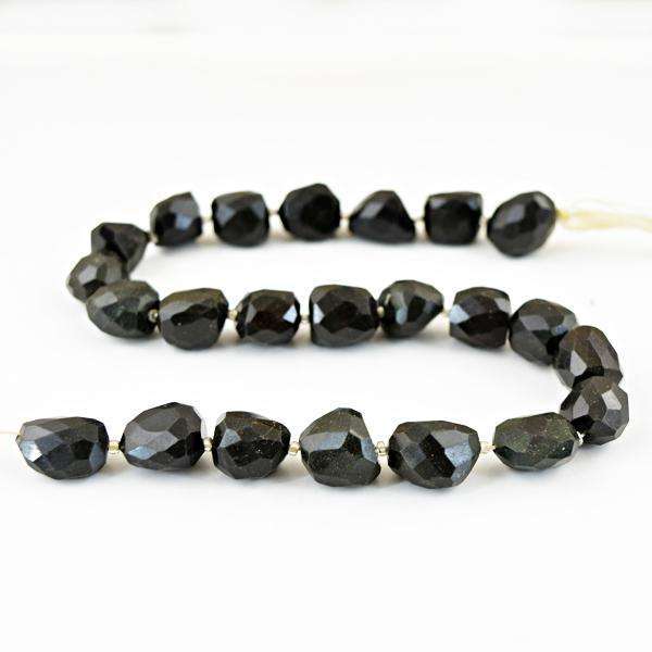 gemsmore:Natural Amazing Black Spinel Faceted Drilled Beads Strand