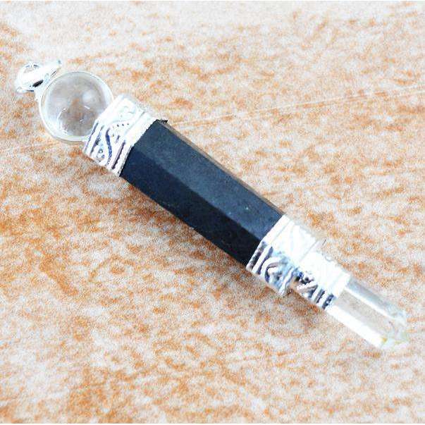 gemsmore:Natural Amazing Black Spinel Healing Ball Point Pendant