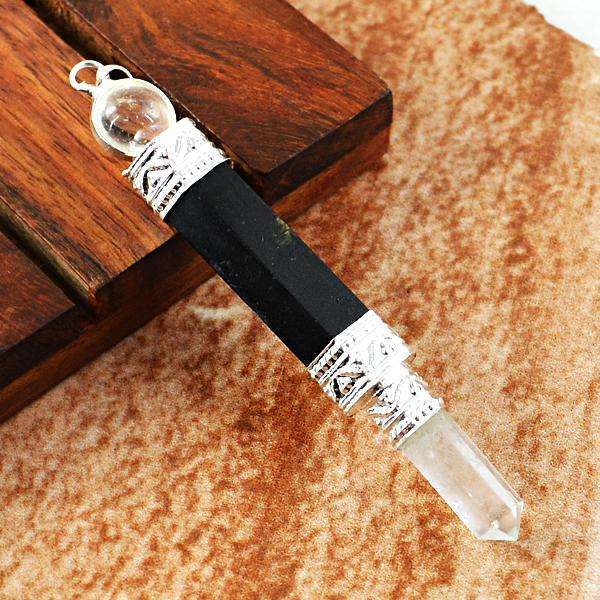 gemsmore:Natural Amazing Black Spinel Healing Ball Point Pendant