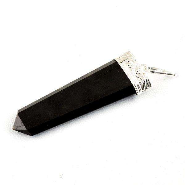 gemsmore:Natural Amazing Black Spinel Healing Wand Pendant