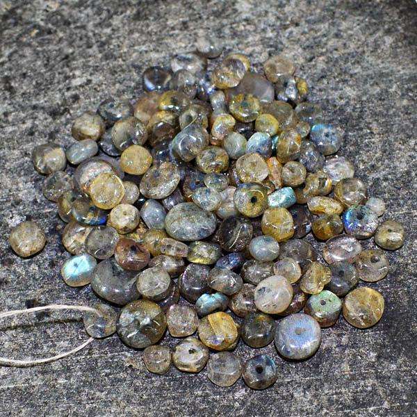 gemsmore:Natural Amazing Blue Flash Labradorite Drilled Beads Lot