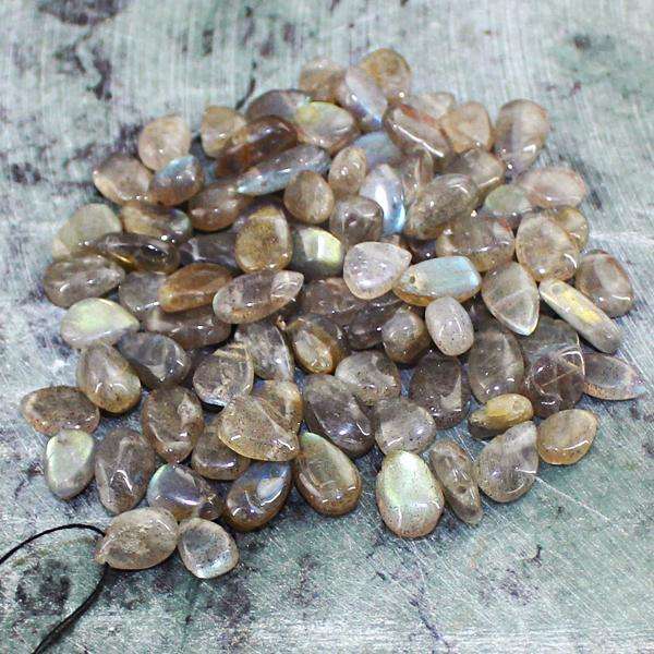 gemsmore:Natural  Amazing Blue Flash Labradorite Drilled Beads Lot