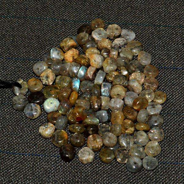 gemsmore:Natural Amazing Blue Flash Labradorite Drilled Beads Lot