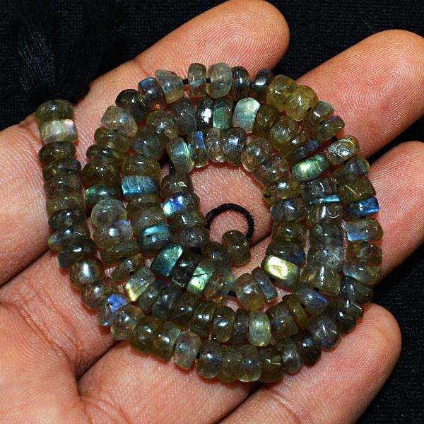 gemsmore:Natural Amazing Blue Flash Labradorite Drilled Beads Strand