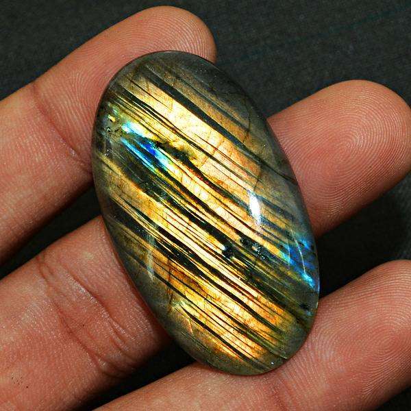 gemsmore:Natural Amazing Blue & Golden Flash Oval Shape Labradorite Loose Gemstone