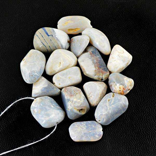 gemsmore:Natural Amazing Blue Lace Agate Drilled Beads Lot