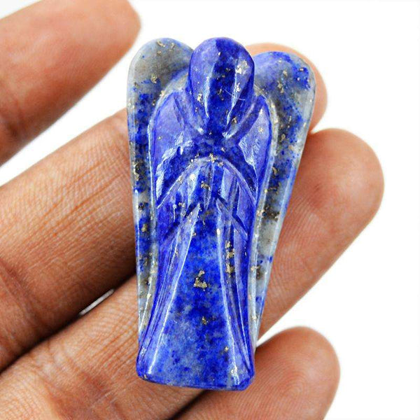 gemsmore:Natural Amazing Blue Lapis Lazuli Carved Healing Angel Gemstone