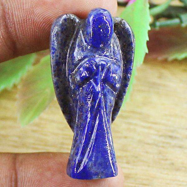 gemsmore:Natural Amazing Blue Lapis Lazuli Carved Healing Angel Gemstone