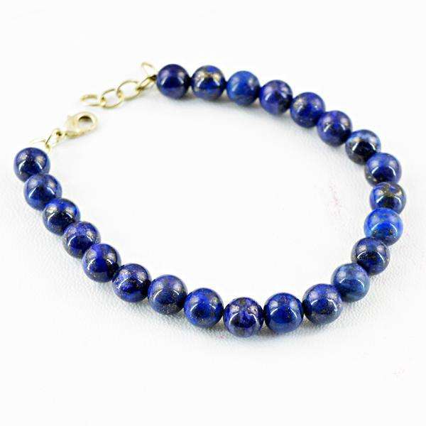 gemsmore:Natural Amazing Blue Lapis Lazuli Drilled Beads Bracelet
