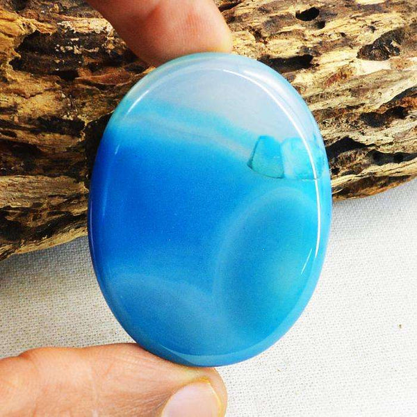 gemsmore:Natural Amazing Blue Onyx Oval Shape Loose Gemstone