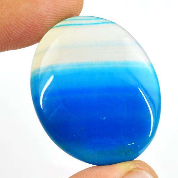gemsmore:Natural Amazing Blue Onyx Oval Shape Untreated Loose Gemstone