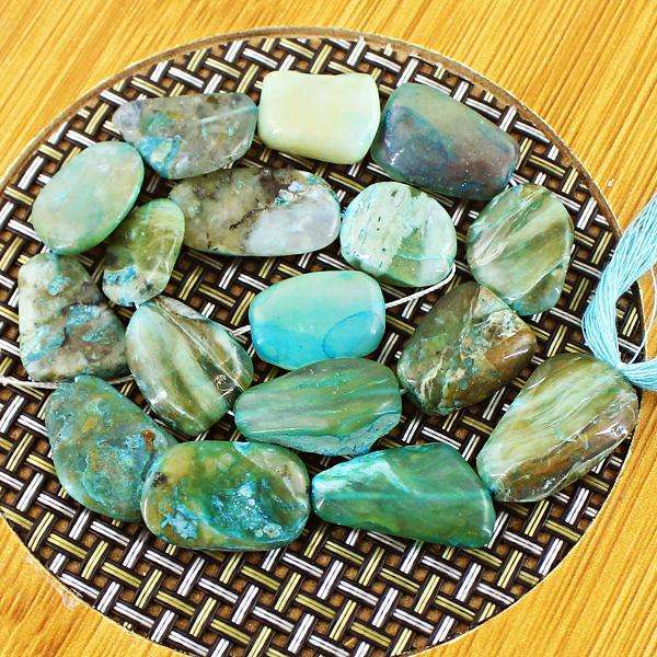 gemsmore:Natural Amazing Blue Peruvian Opal Drilled Beads Strand