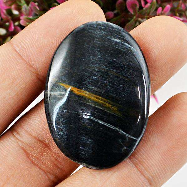 gemsmore:Natural Amazing Blue Power Tiger Eye Oval Shape Loose Gemstone