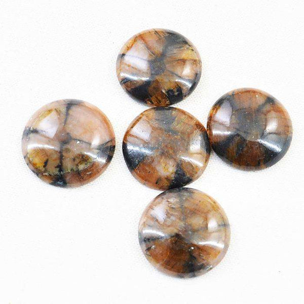 gemsmore:Natural Amazing Chiastolite Round Shape Untreated Loose Gemstone Lot