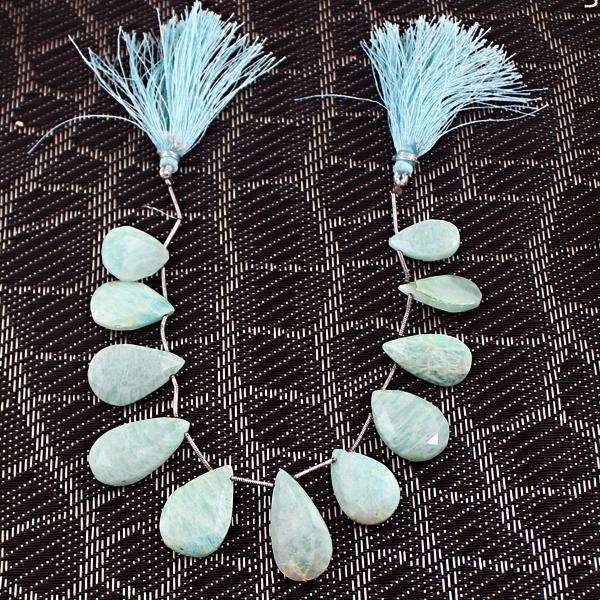gemsmore:Natural Amazing Faceted Amazonite Drilled Beads Strand
