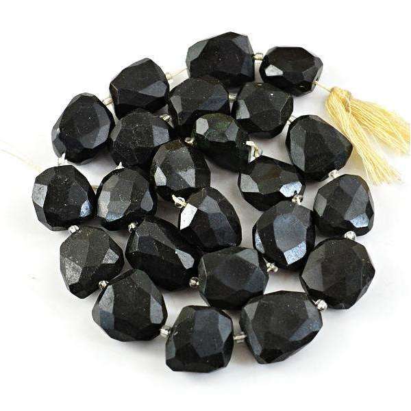 gemsmore:Natural Amazing Faceted Black Spinel Drilled Beads Strand