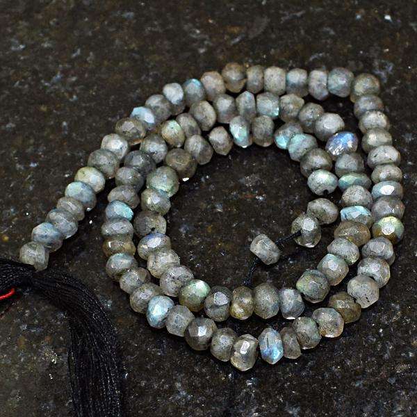 gemsmore:Natural Amazing Faceted Blue Flash Labradorite Drilled Beads Strand