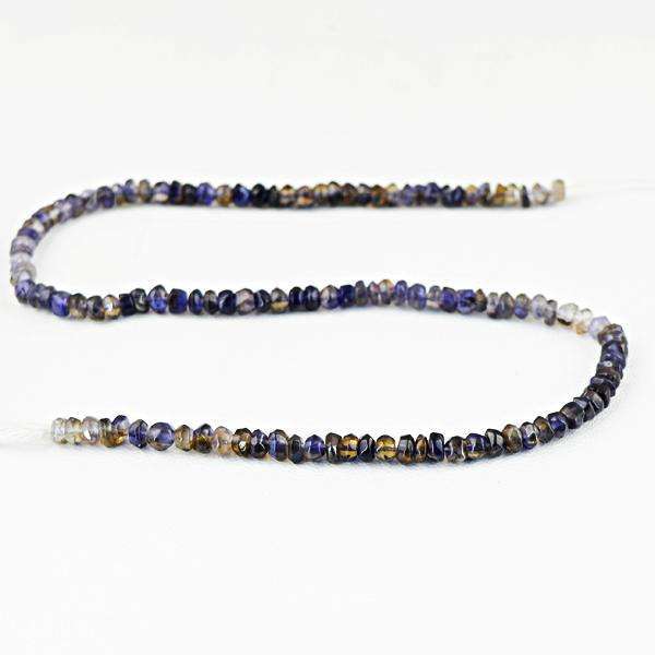 gemsmore:Natural Amazing Faceted Blue Iolite Drilled Beads Strand