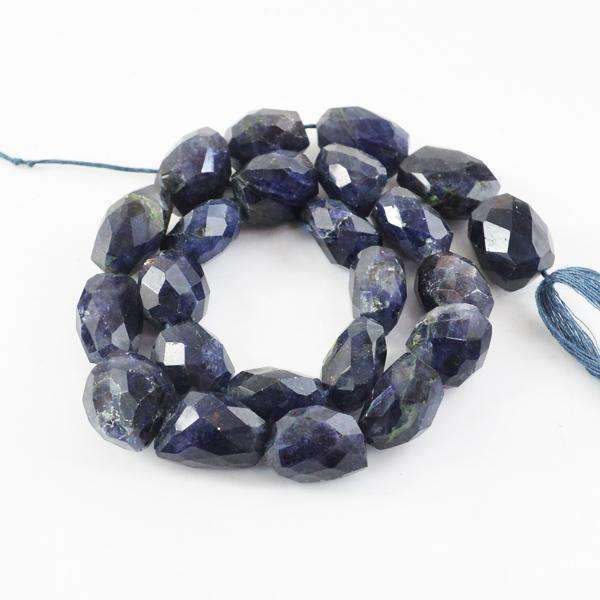 gemsmore:Natural Amazing Faceted Blue Iolite Drilled Beads Strand