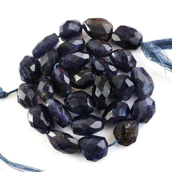 gemsmore:Natural Amazing Faceted Blue Iolite Drilled Beads Strand