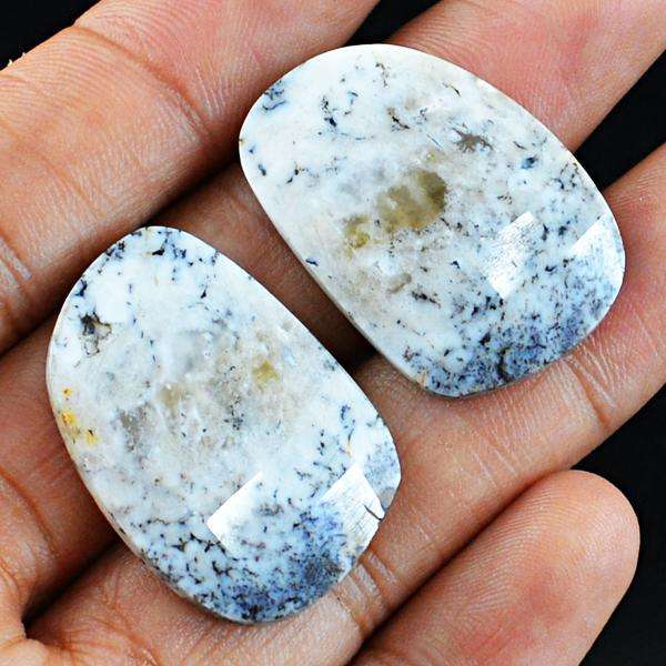 gemsmore:Natural Amazing Faceted Dendrite Opal Untreated Loose Gemstone Pair