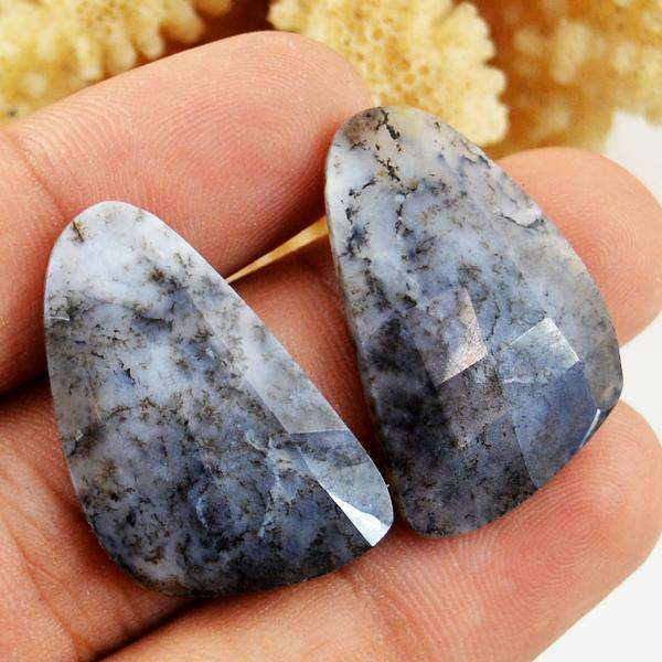 gemsmore:Natural Amazing Faceted Dendrite Opal Untreated Loose Gemstone Pair