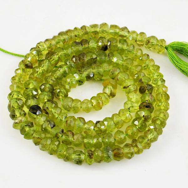 gemsmore:Natural Amazing Faceted Green Peridot Drilled Beads Strand