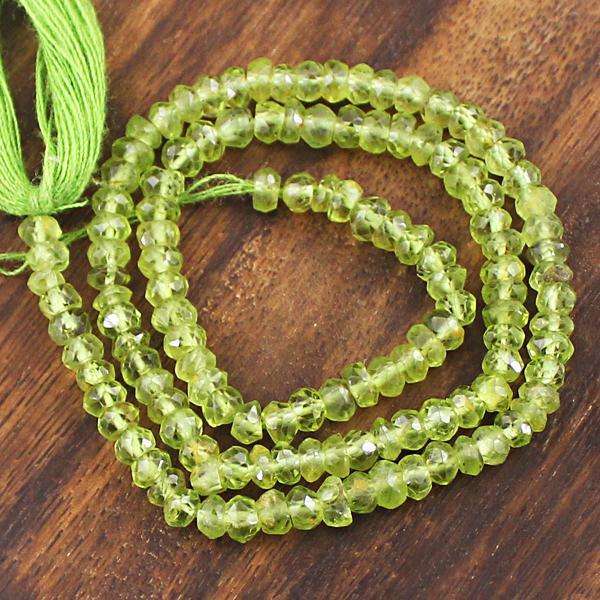 gemsmore:Natural Amazing Faceted Green Peridot Drilled Beads Strand
