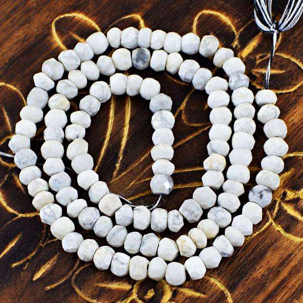 gemsmore:Natural Amazing Faceted Howlite Untreated Drilled Beads Strand