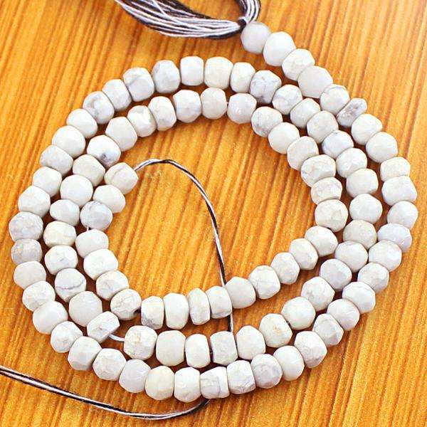 gemsmore:Natural Amazing Faceted Howlite Untreated Drilled Beads Strand