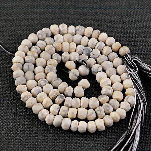 gemsmore:Natural Amazing Faceted Howlite Untreated Drilled Beads Strand