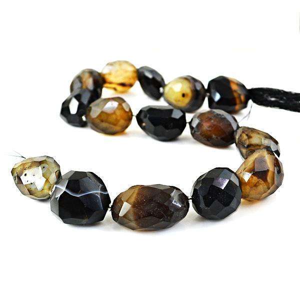 gemsmore:Natural Amazing Faceted Onyx Drilled Beads Strand
