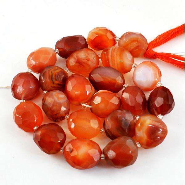 gemsmore:Natural Amazing Faceted Orange Carnelian Drilled Beads Strand
