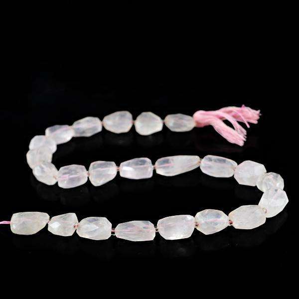 gemsmore:Natural Amazing Faceted Pink Rose Quartz Drilled Beads Strand