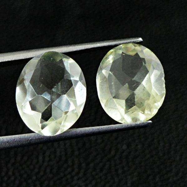 gemsmore:Natural Amazing Faceted Prasiolite Oval Shape Loose Gemstone Pair