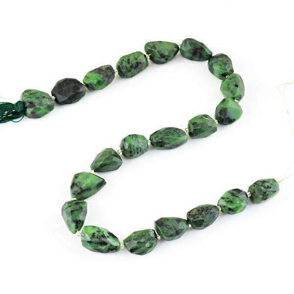 gemsmore:Natural Amazing Faceted Ruby Zoisite Drilled Beads Strand