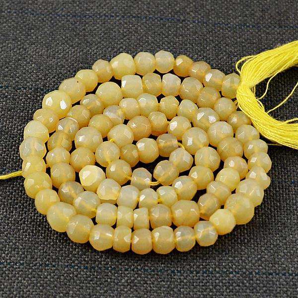 gemsmore:Natural Amazing Faceted Yellow Aventurine Drilled Beads Strand