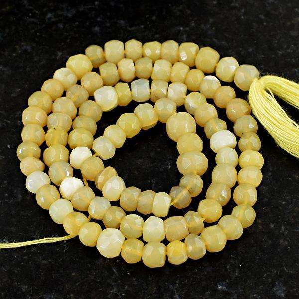 gemsmore:Natural Amazing Faceted Yellow Aventurine Round Shape Drilled Beads Strand