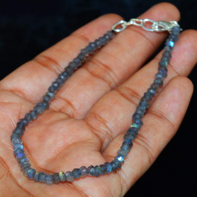 gemsmore:Natural Amazing Flash Labradorite Bracelet Round Beads