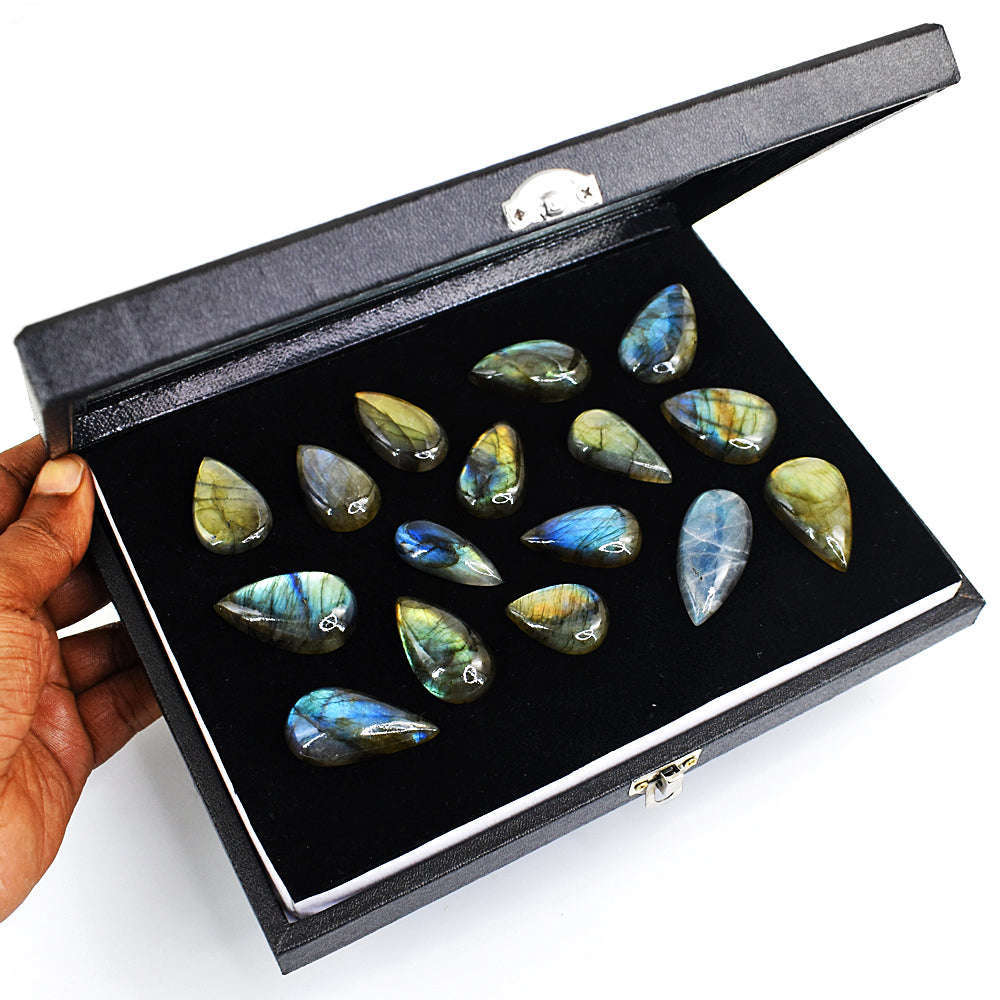 gemsmore:Natural Amazing Flash Labradorite Cabochon Lot