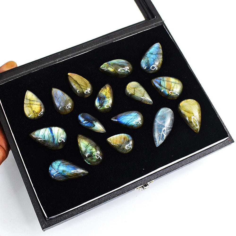 gemsmore:Natural Amazing Flash Labradorite Cabochon Lot