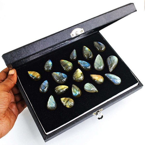 gemsmore:Natural Amazing Flash Labradorite Cabochon Lot