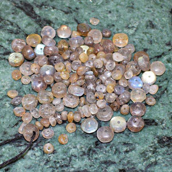 gemsmore:Natural Amazing Flash Labradorite Drilled Beads Lot