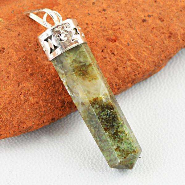 gemsmore:Natural Amazing Forest Green Jasper Healing Point Pendant