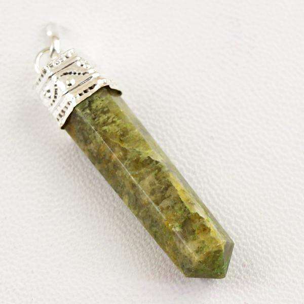 gemsmore:Natural Amazing Forest Green Jasper Healing Point Pendant