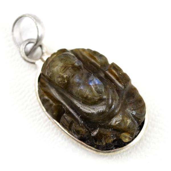 gemsmore:Natural Amazing Golden Labradorite Ganesha Pendant