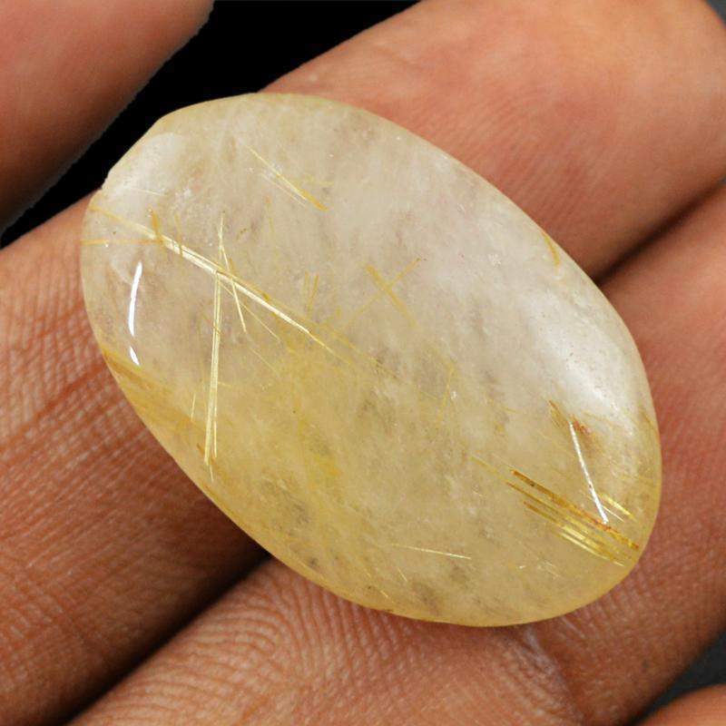 gemsmore:Natural Amazing Golden Rutile Quartz Oval Shape Gemstone