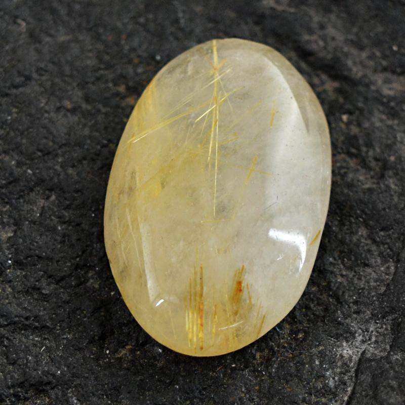 gemsmore:Natural Amazing Golden Rutile Quartz Oval Shape Gemstone
