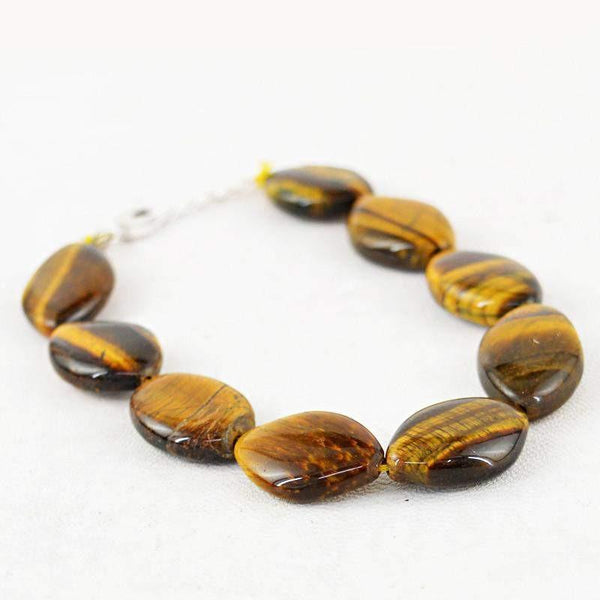 gemsmore:Natural Amazing Golden Tiger Eye Bracelet Untreated Beads