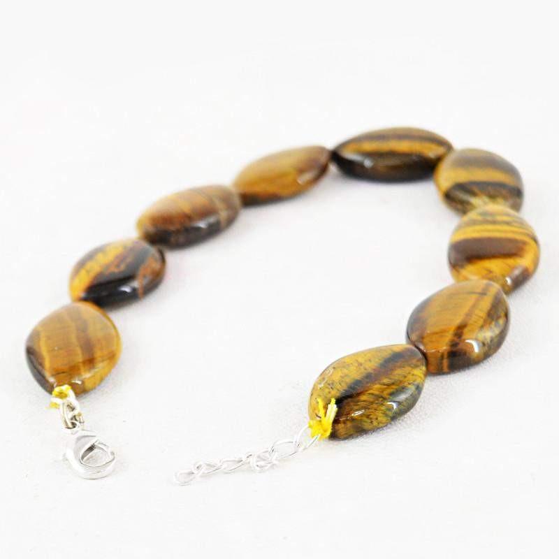 gemsmore:Natural Amazing Golden Tiger Eye Bracelet Untreated Beads
